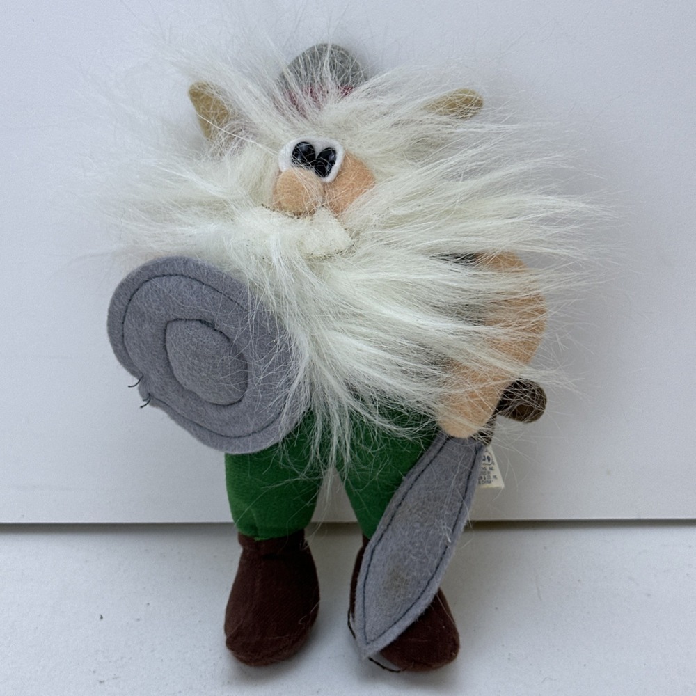 Vintage Cloud 9 Viking Plush Stuffed Animal Sword Shield Horns Helmet 8"